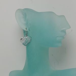 Silvertone heart dangle earrings